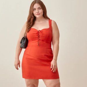 Reformation Elettra Linen Dress Es Hot Day - red size 14